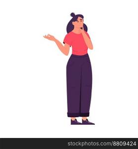 Thinking woman. Problem solving concept. Flat vector illustration.. Thinking woman. Problem solving concept. Flat vector illustration