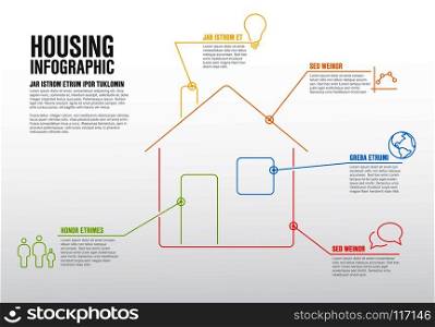 Thinline housing infographic template - for real estate agency. Thinline housing infographic template