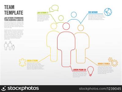 Thinline team infographic template for company overview or hierarchy schema. Thinline team infographic template