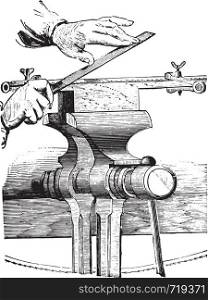 Thinning of the solder, vintage engraved illustration. Industrial encyclopedia E.-O. Lami - 1875.