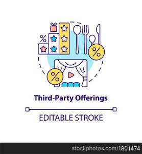 Third-party offerings concept icon. Websites and subscription usage abstract idea thin line illustration. Clients loyalty trend. Vector isolated outline color drawing. Editable stroke. Third-party offerings concept icon