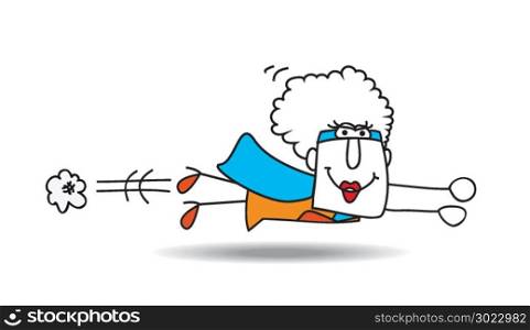 This Afro girl is a superhero. She is flying very speed