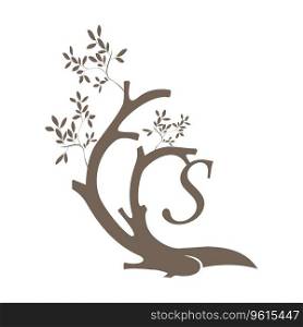 this is collaboration of letter and tree logo vector illustration design