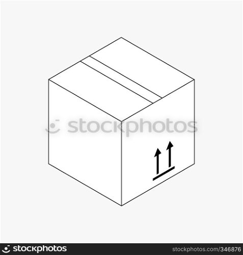 This side up packaging symbol on cardboard icon in isometric 3d style isolated on white background. This side up packaging icon, isometric 3d style