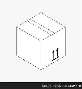 This side up packaging symbol on cardboard icon in isometric 3d style isolated on white background. This side up packaging icon, isometric 3d style