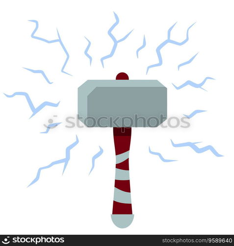 Thor hammer. God weapon. Norse mythology. Symbol of blue lightning ...