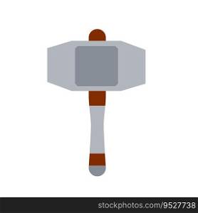 Thor hammer. God weapon. Norse mythology. Symbol of power. Medieval steel weapons. Flat cartoon icon. Thor hammer. God weapon. Norse mythology