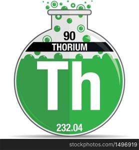 Thorium symbol on chemical round flask. Element number 90 of the Periodic Table of the Elements - Chemistry. Vector image