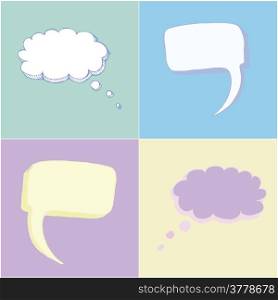 Thought balloons or bubbles in sketched vector style on pastel background