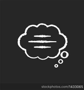 Thought bubble chalk white icon on black background. Empty comic speech cloud. Blank dialogue balloon with text space. Comment box with copyspace. Isolated vector chalkboard illustration. Thought bubble chalk white icon on black background