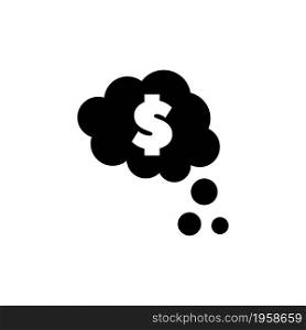 Thought Cloud with Dollar, Sky Money. Flat Vector Icon illustration. Simple black symbol on white background. Thought Cloud with Dollar, Sky Money sign design template for web and mobile UI element. Thought Cloud with Dollar, Sky Money. Flat Vector Icon illustration. Simple black symbol on white background. Thought Cloud with Dollar, Sky Money sign design template for web and mobile UI element.