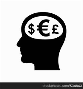Thoughts about money icon in simple style on a white background. Thoughts about money icon, simple style