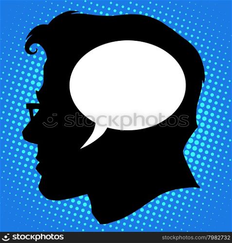 Thoughts in the head of the business concept pop art retro style. Thoughts in the head business concept