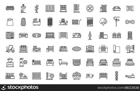 Thread production icons set outline vector. Fashion beauty. Fabric factory. Thread production icons set outline vector. Fashion beauty