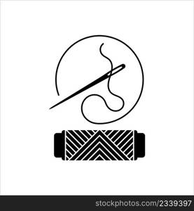 Thread Reel Needle Icon, Sewing Needle Thread Reel Vector Art Illustration