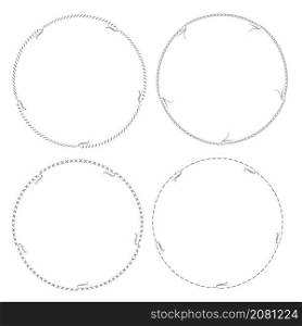 thread with needle round circle border or frame set for your design