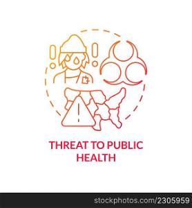 Threat to public health red gradient concept icon. Social issue of homelessness abstract idea thin line illustration. Spreading infectious diseases. Isolated outline drawing. Myriad Pro-Bold font used. Threat to public health red gradient concept icon