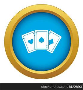 Three aces playing cards icon blue vector isolated on white background for any design. Three aces playing cards icon blue vector isolated