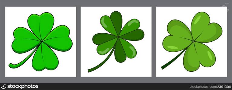 Three and Four Leaf Clovers isolated on white