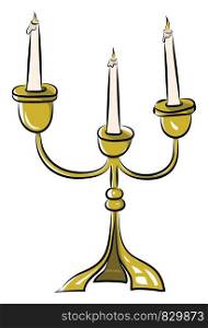 Three arm candle stand vector or color illustration