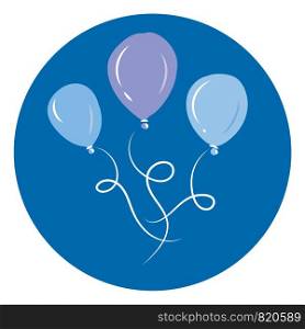 Three balloons in blue background vector or color illustration