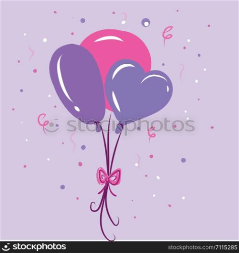 Three balloons in various shape vector or color illustration