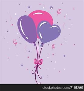 Three balloons in various shape vector or color illustration