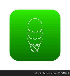 Three balls ice cream icon green vector isolated on white background. Three balls ice cream icon green vector