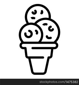 Three balls of ice cream icon. Outline three balls of ice cream vector icon for web design isolated on white background. Three balls of ice cream icon, outline style