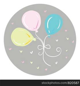 Three beautiful balloons vector or color illustration