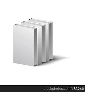Three blank books on a white background . Three blank books