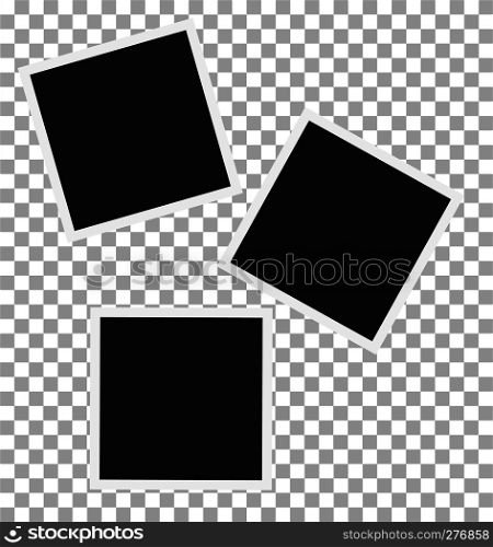 three blank retro photo frames on transparent background. flat style. three blank retro photo frames icon for your web site design, logo, app, UI. photo frames symbol.