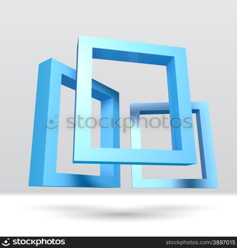 Three blue rectangular 3D frames for your presentation
