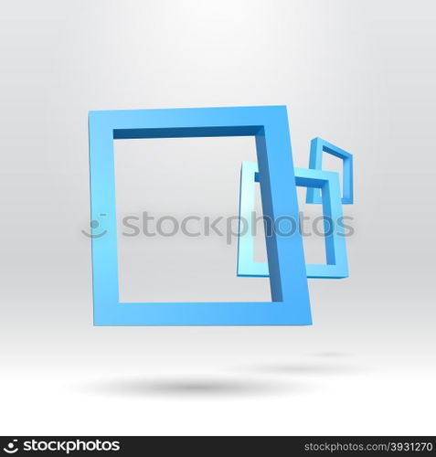 Three blue rectangular 3D frames for your presentation