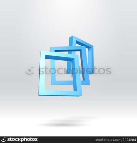 Three blue rectangular 3D frames for your presentation