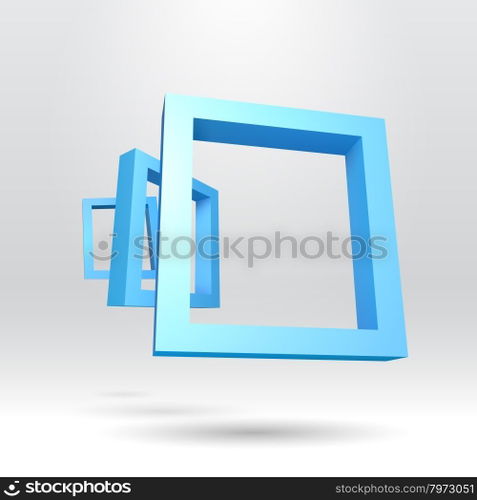 Three blue rectangular 3D frames for your presentation