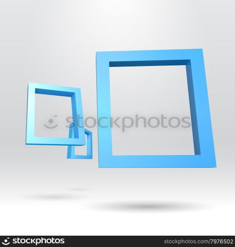 Three blue rectangular 3D frames for your presentation