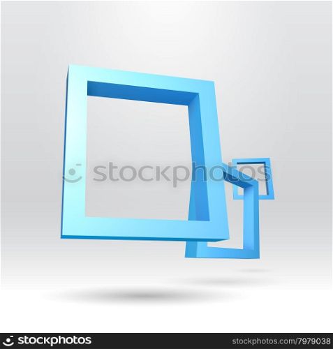 Three blue rectangular 3D frames for your presentation