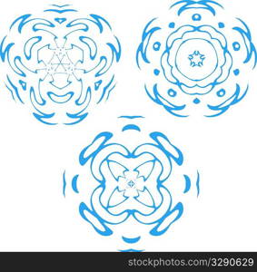 three blue snowflakes