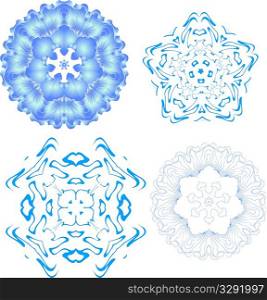 three blue snowflakes