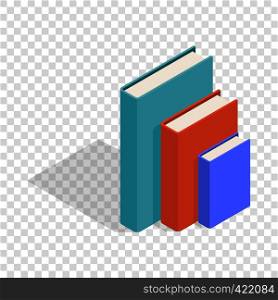 Three books standing vertically isometric icon 3d on a transparent background vector illustration. Three books standing vertically isometric icon