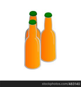 Three bottles of beer isometric 3d icon on a white background. Three bottles of beer isometric 3d icon