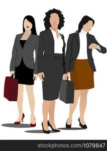 Three Business Women silhouette. Vector illustration