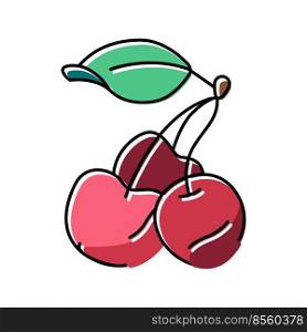 three cherries color icon vector. three cherries sign. isolated symbol illustration. three cherries color icon vector illustration