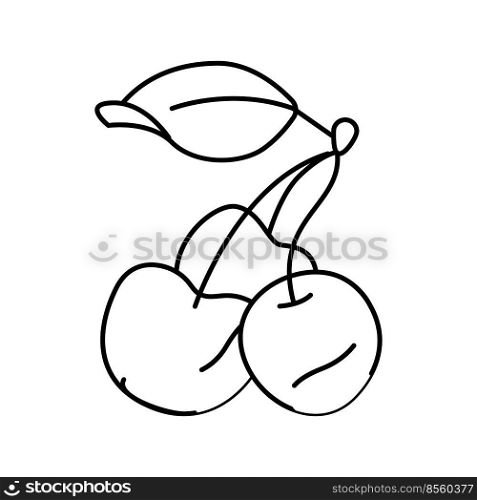 three cherries line icon vector. three cherries sign. isolated contour symbol black illustration. three cherries line icon vector illustration