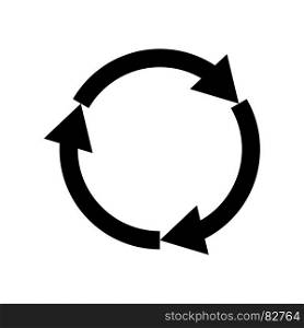 Three circle arrows it is black icon . Simple style .. Three circle arrows it is black icon .