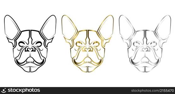 three color black gold and silver line art of french bulldog head Good use for symbol mascot icon avatar tattoo T Shirt design logo or any design you want