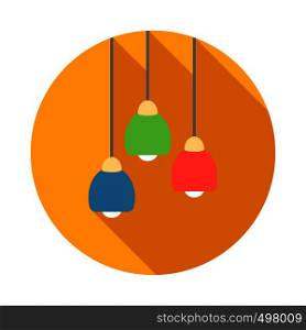 Three color modern ceiling light icon in flat style on a white background. Three color modern ceiling light icon, flat style