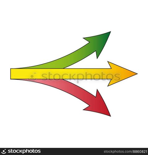 Three colored arrows out. Teamwork business success. Vector illustration. EPS 10.. Three colored arrows out. Teamwork business success. Vector illustration.