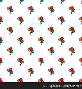 Three colorful balloons pattern seamless repeat in cartoon style vector illustration. Three colorful balloons pattern